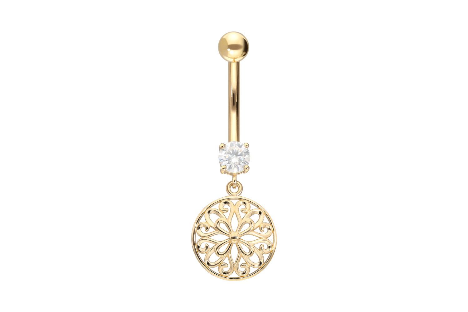 18 Karat Gold Bananabell Piercing MOISSANIT + MANDALA